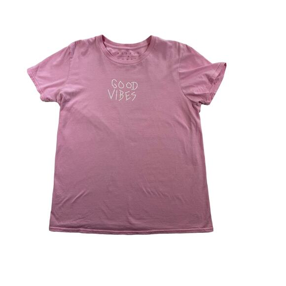 Rebels & Nomads, Size M, "Good Vibes" Pink T-Shirt - Picture 1 of 4